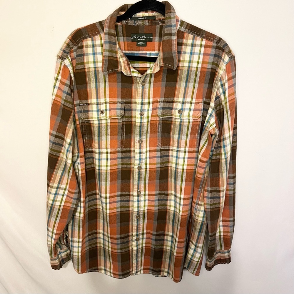 Eddie Bauer XL Tall Men’s Button Down Plaid Long Sleeve Shirt Cabin Gorpcore